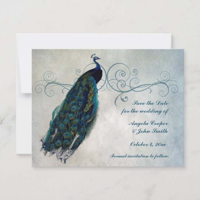 Peacock Scroll Save the Date (Front)