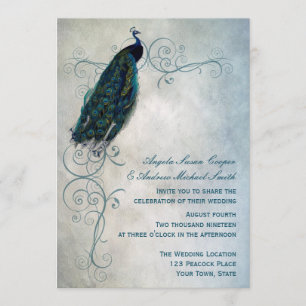 Peacock Scroll Wedding Invitation