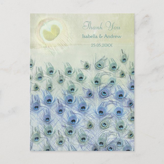 Peacock Sea Fantasy Wedding  Thank You Card (Front)