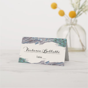 Peacock Seating Place Card - kraft paper