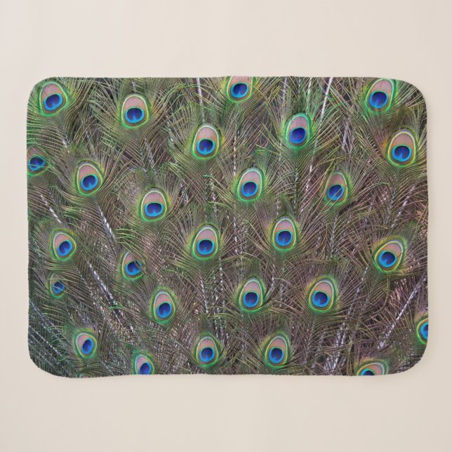 Peacock Sherpa Blanket (Front (Horizontal))
