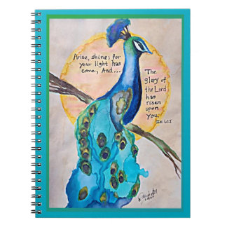 Peacock Shine IS.60:1 border g-t bkgrnd turquoise Notebook