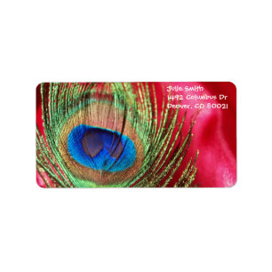 Peacock Silky Red Still Life Label