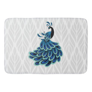 Peacock Silver Design Bath Mat