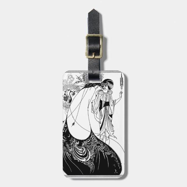 Peacock Skirt Beardsley Art Nouveau Luggage Tag (Front Vertical)