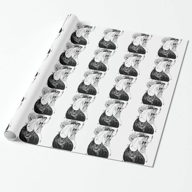 Peacock Skirt Beardsley Art Nouveau Wrapping Paper (Unrolled)