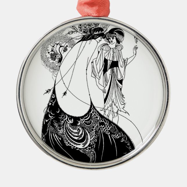 Peacock Skirt Beardsley Nouveau Metal Tree Decoration (Front)