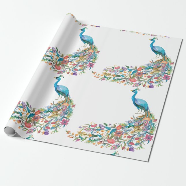 Peacock Special Patina Wrapping Paper (Unrolled)
