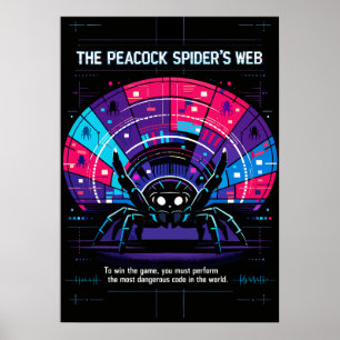 Peacock Spider Cyberpunk Gaming Art Poster