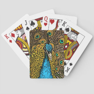 Peacock Splendor Illustration Playing Cards