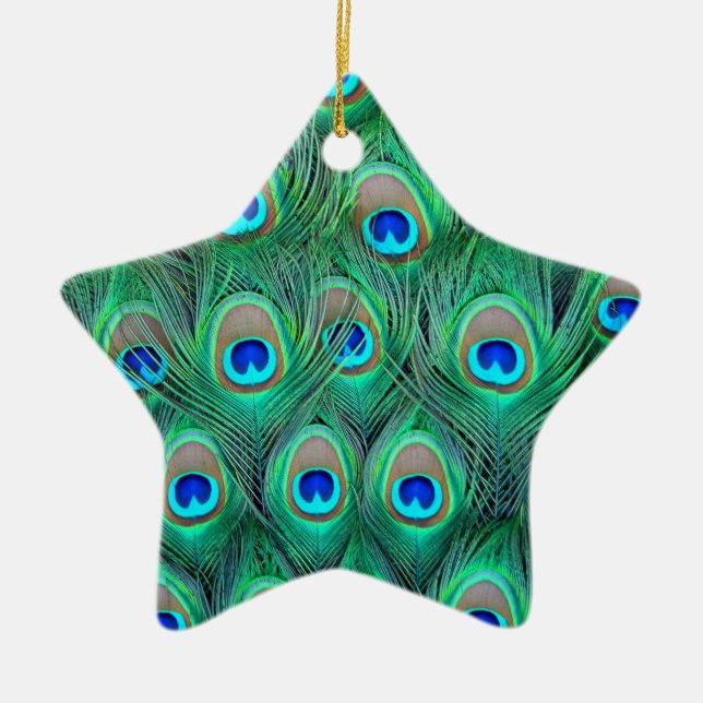 Peacock Splendour Ceramic Tree Decoration (Front)