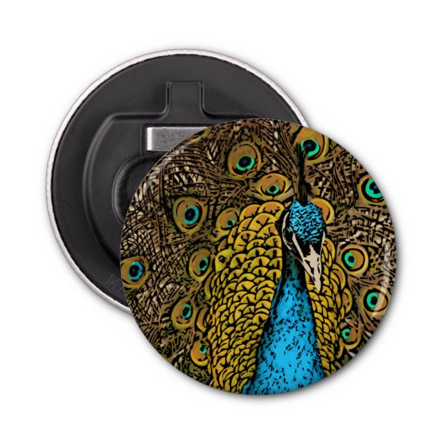 Peacock Splendour Illustration Bottle Opener (Front)