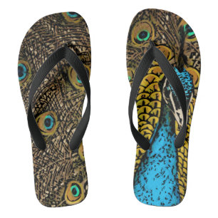 Peacock Splendour Illustration Flip Flops