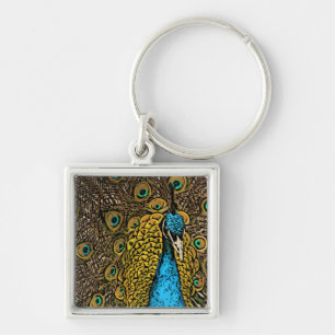 Peacock Splendour Illustration Key Ring