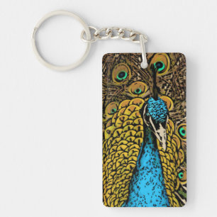 Peacock Splendour Illustration Key Ring