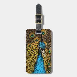 Peacock Splendour Illustration Luggage Tag