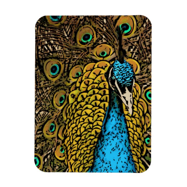 Peacock Splendour Illustration Magnet (Vertical)