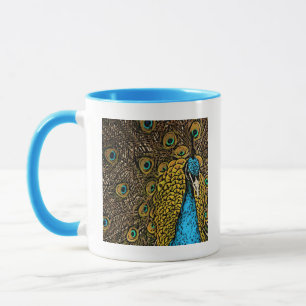 Peacock Splendour Illustration Mug