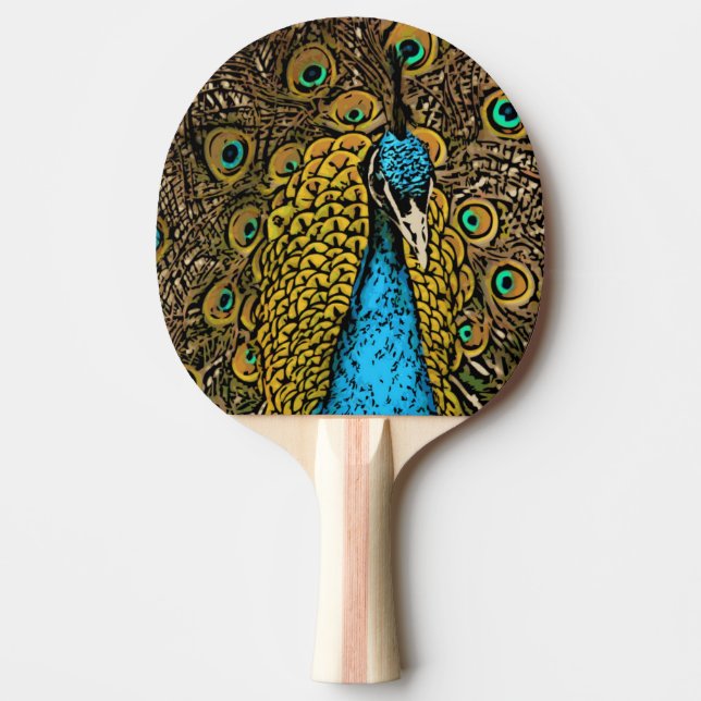 Peacock Splendour Illustration Ping Pong Paddle (Front)