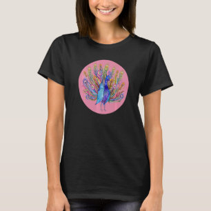 Peacock Spreading Feathers Birds Animal Graphic T-Shirt