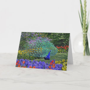 Peacock Spring Flowers 2 Card