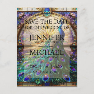 Peacock Stained Glass Save the Date Cards