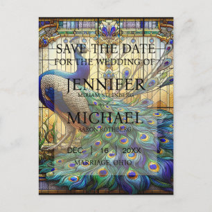 Peacock Stained Glass Wedding Invitations