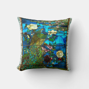 Peacock stained glass window cushion