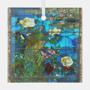 Peacock stained glass window tree decoration