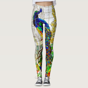 Peacock Stained Glass Yoga Pants Running