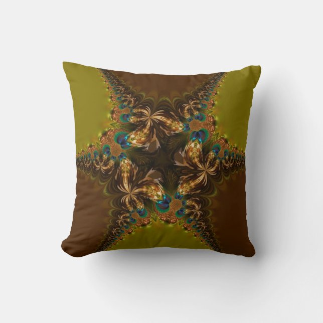Peacock Star Fractal Lace Big Cushion Pillow (Front)