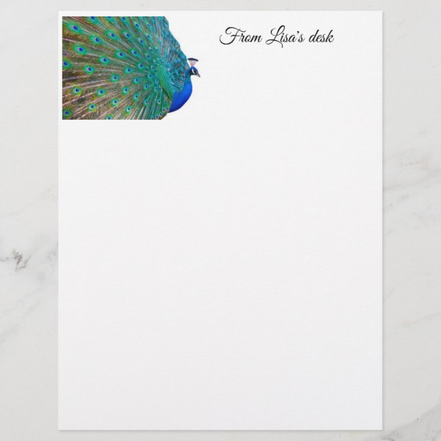 Peacock Stationary Custom Letterhead (Front)