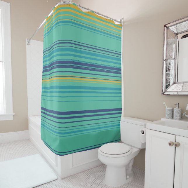 Peacock Stripes Shower Curtain (In Situ)