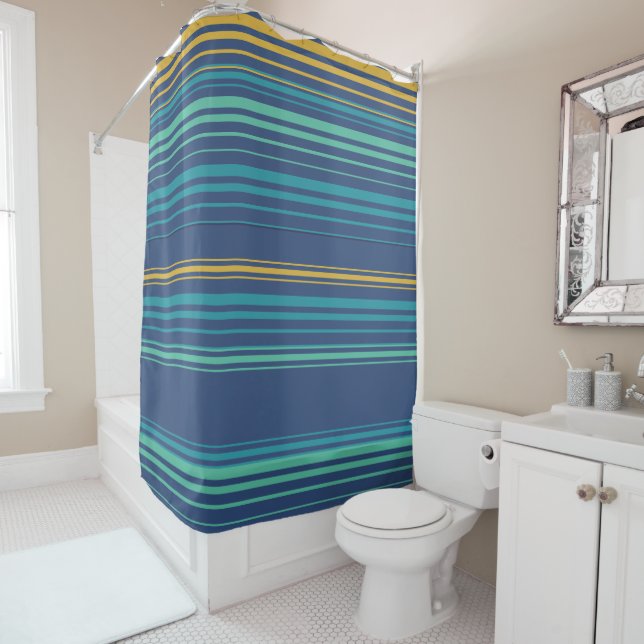 Peacock Stripes Shower Curtain (In Situ)