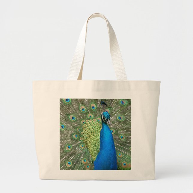 Peacock Strut Large Tote Bag (Front)