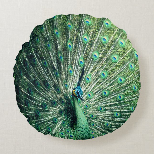 Peacock Strut  Round Cushion (Front)