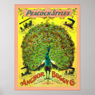 Peacock Styles ~ Anchor Buggy Co. ~ Vintage Advert Poster