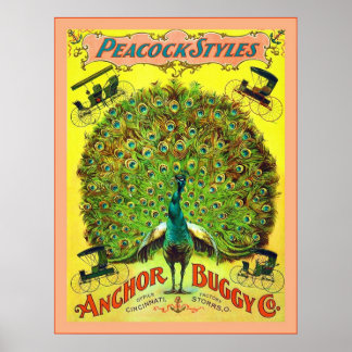 Peacock Styles ~ Anchor Buggy Co. ~ Vintage Advert Poster