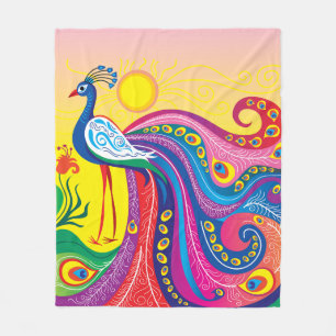 Peacock Sunrise Fleece Blanket