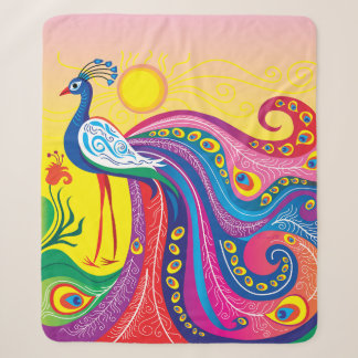 Peacock Sunrise Sherpa Blanket