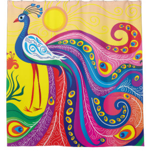Peacock Sunrise Shower Curtain