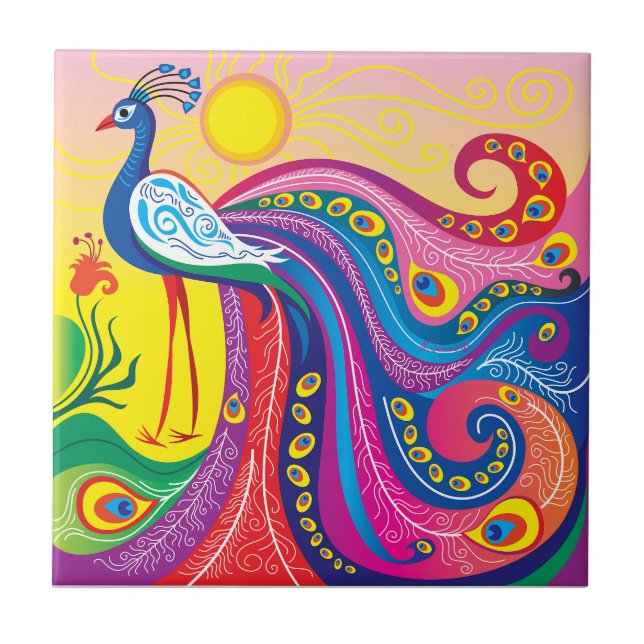 Peacock Sunrise Tile (Front)