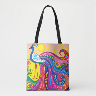Peacock Sunrise Tote Bag