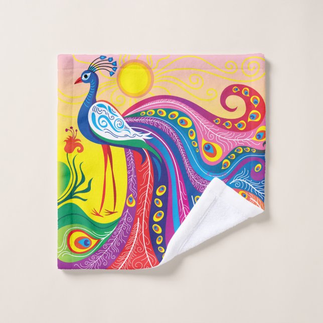 Peacock Sunrise Wash Cloth (Wash Cloth)