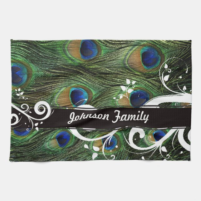 Peacock Swirl Tea Towel (Horizontal)