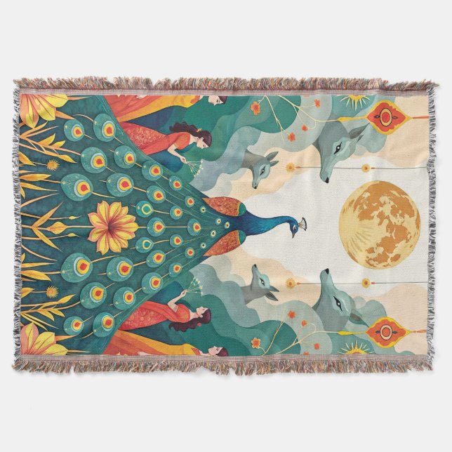 Peacock Symbol Blanket – Middle Eastern Yazidi (Front)