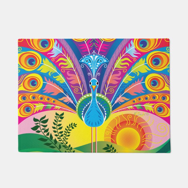 Peacock Tail Doormat (Front)