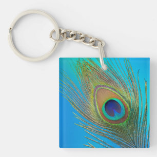 Peacock Tail Feather Key Ring
