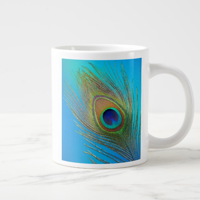 Peacock Tail Feather Large Coffee Mug (Right)