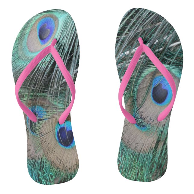 Peacock Tail Feathers Flip Flops (Footbed)